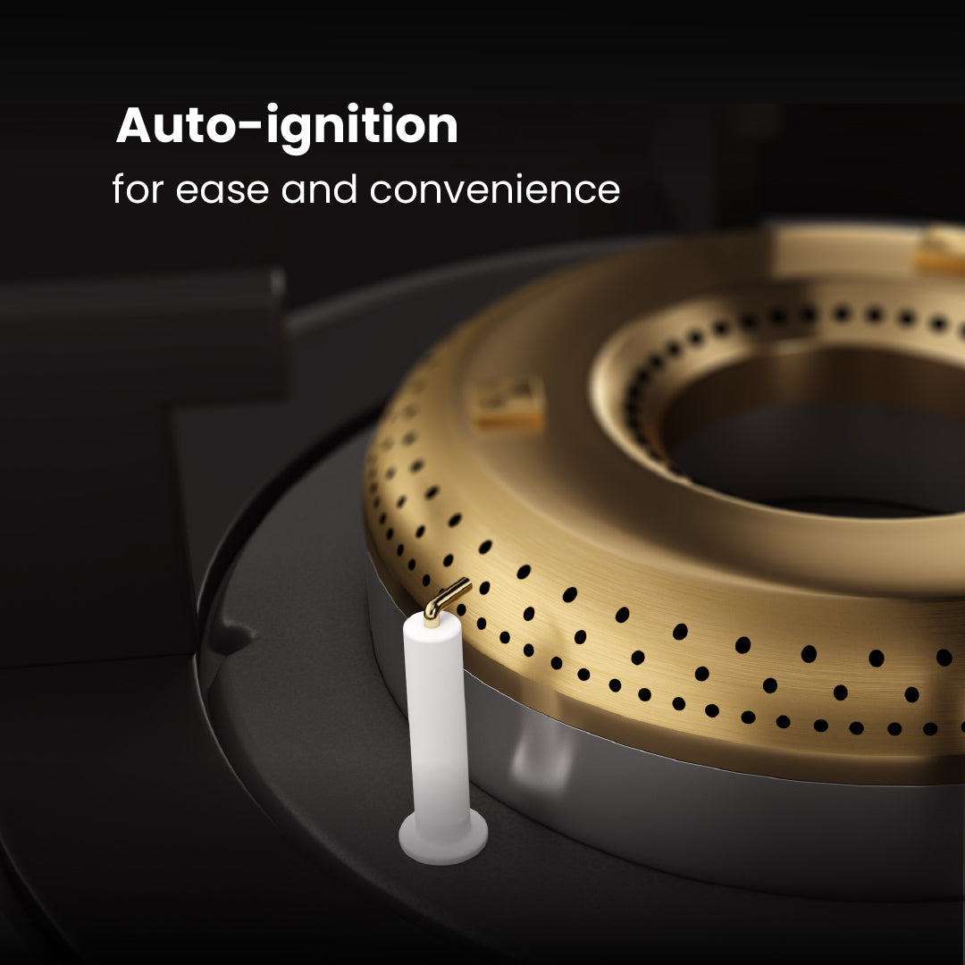 Intellia by LIVSPACE T-shape shape BLDC autoclean Filterless 600mm 1600m3/h suction Chimney & 3 Brass Burner Gloss finish 770mm with Auto Ignition Cooktop with installation (Ducted) | Intellia CH T 60 & Intellia CT 77 3B