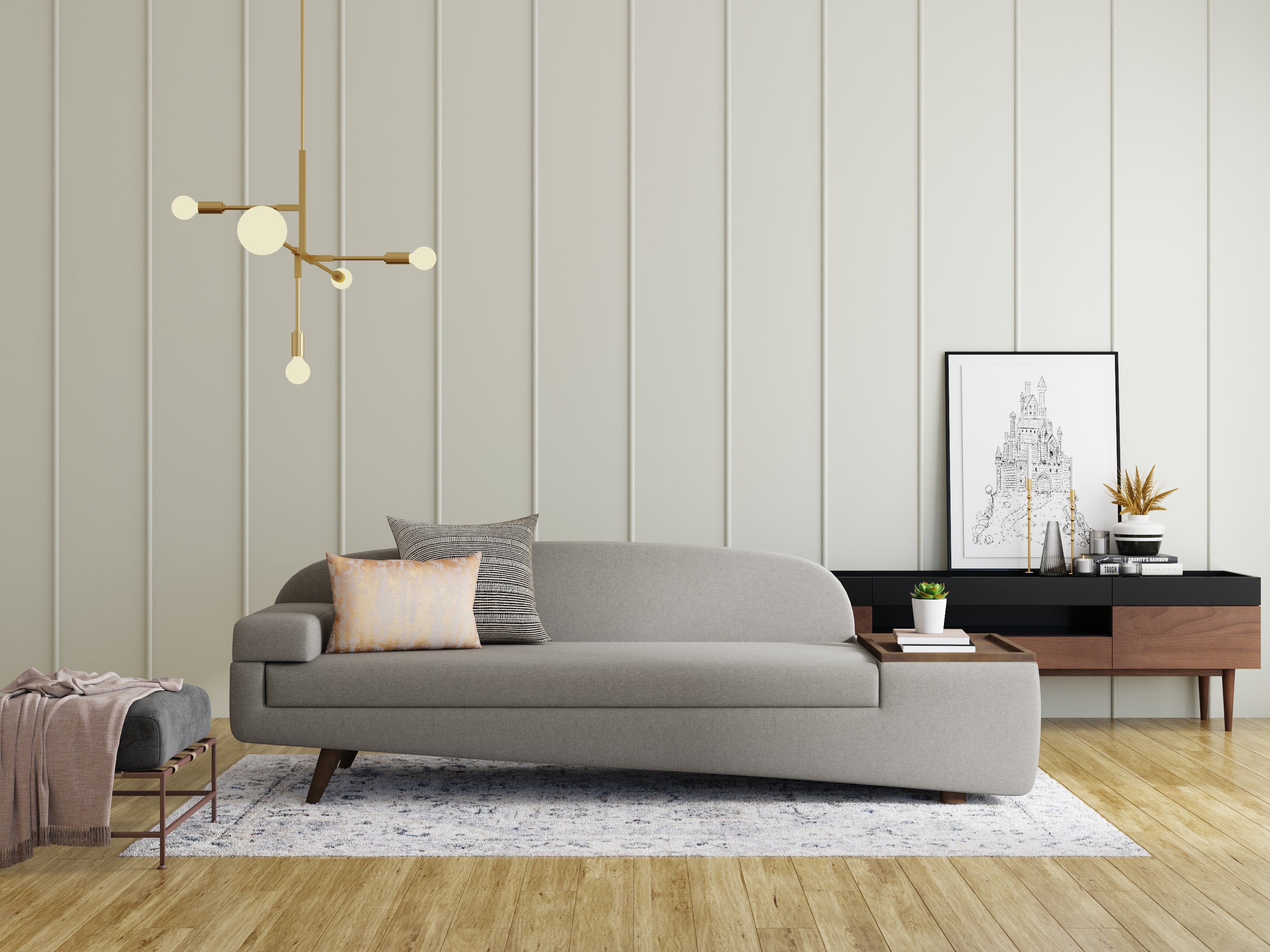 Wedge 3 Seater Sofa, Left Arm