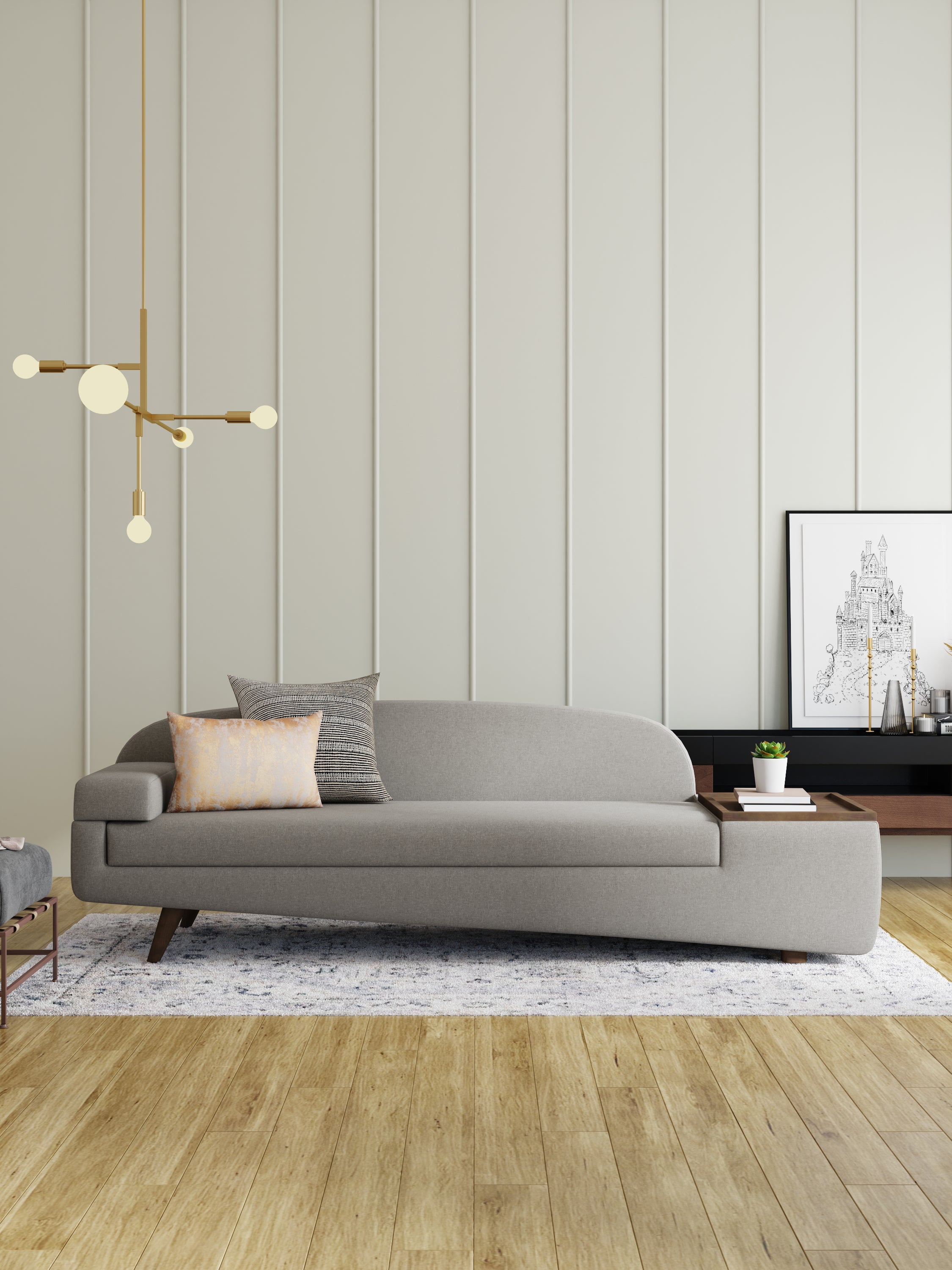 Wedge 3 Seater Sofa, Left Arm