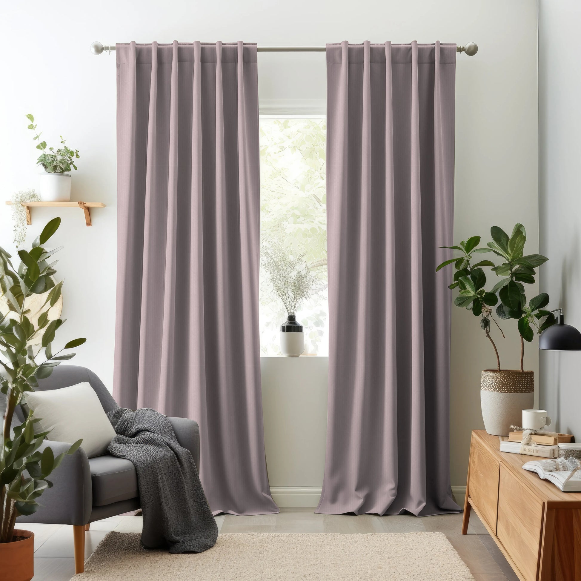 Hallmark Drapes Edition 4 - Bark | Made to Order Light Filtering Curtains Bark-Misty Rose
