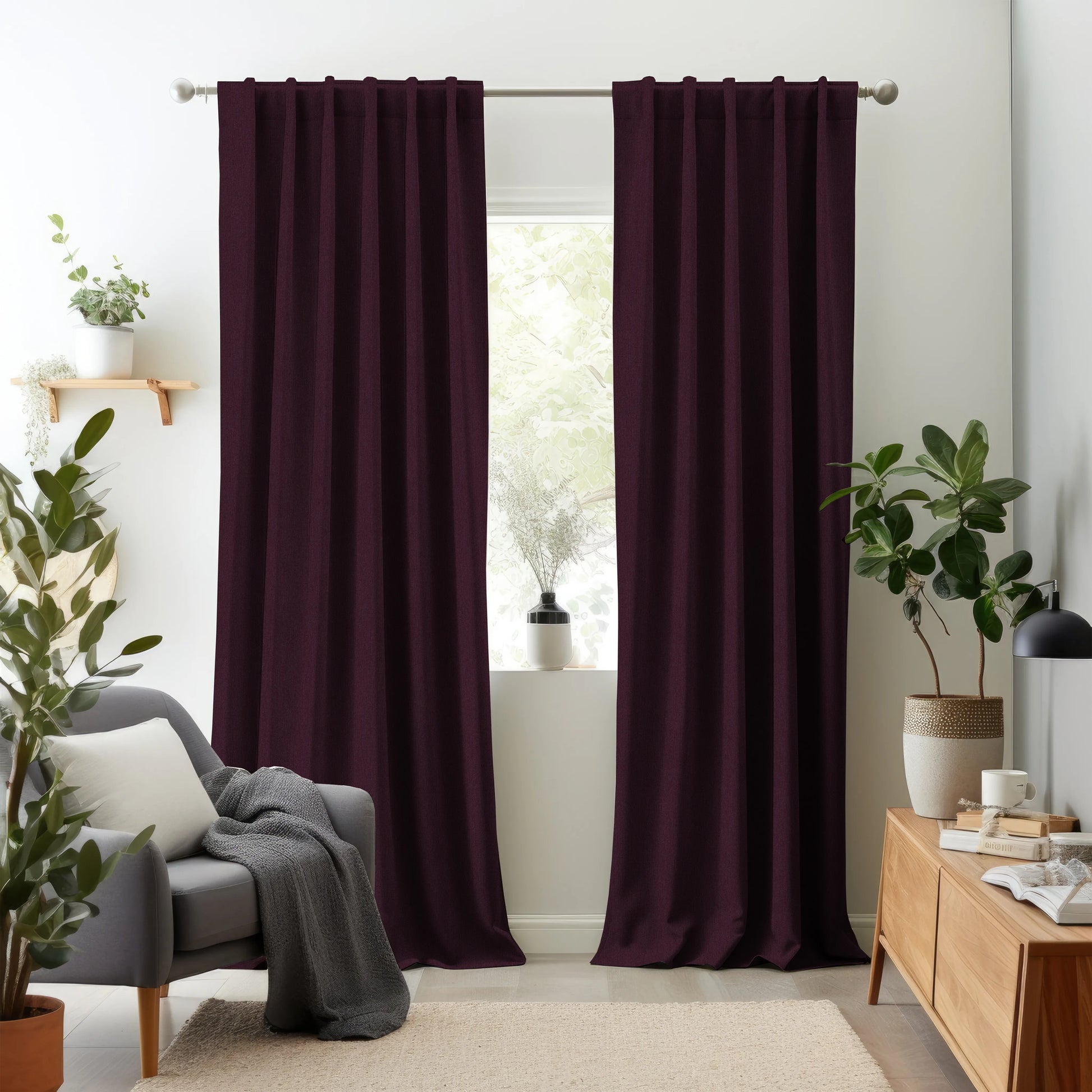 Hallmark Drapes Edition 3 - Melange Plain | Made to Order Light Filtering Curtains Melange Plain-Plum