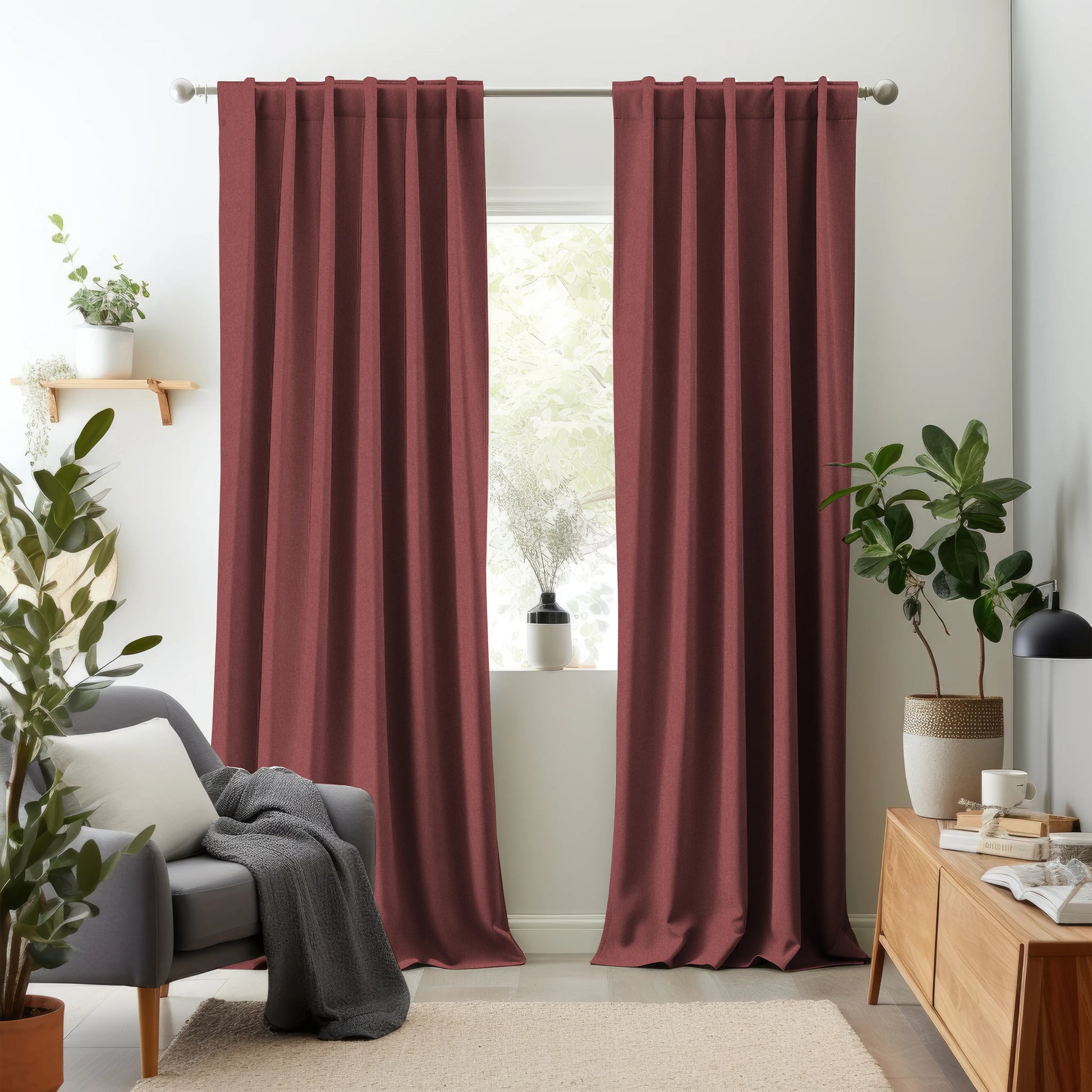 Hallmark Drapes Edition 3 - Melange Plain | Made to Order Light Filtering Curtains Melange Plain-Rosewood
