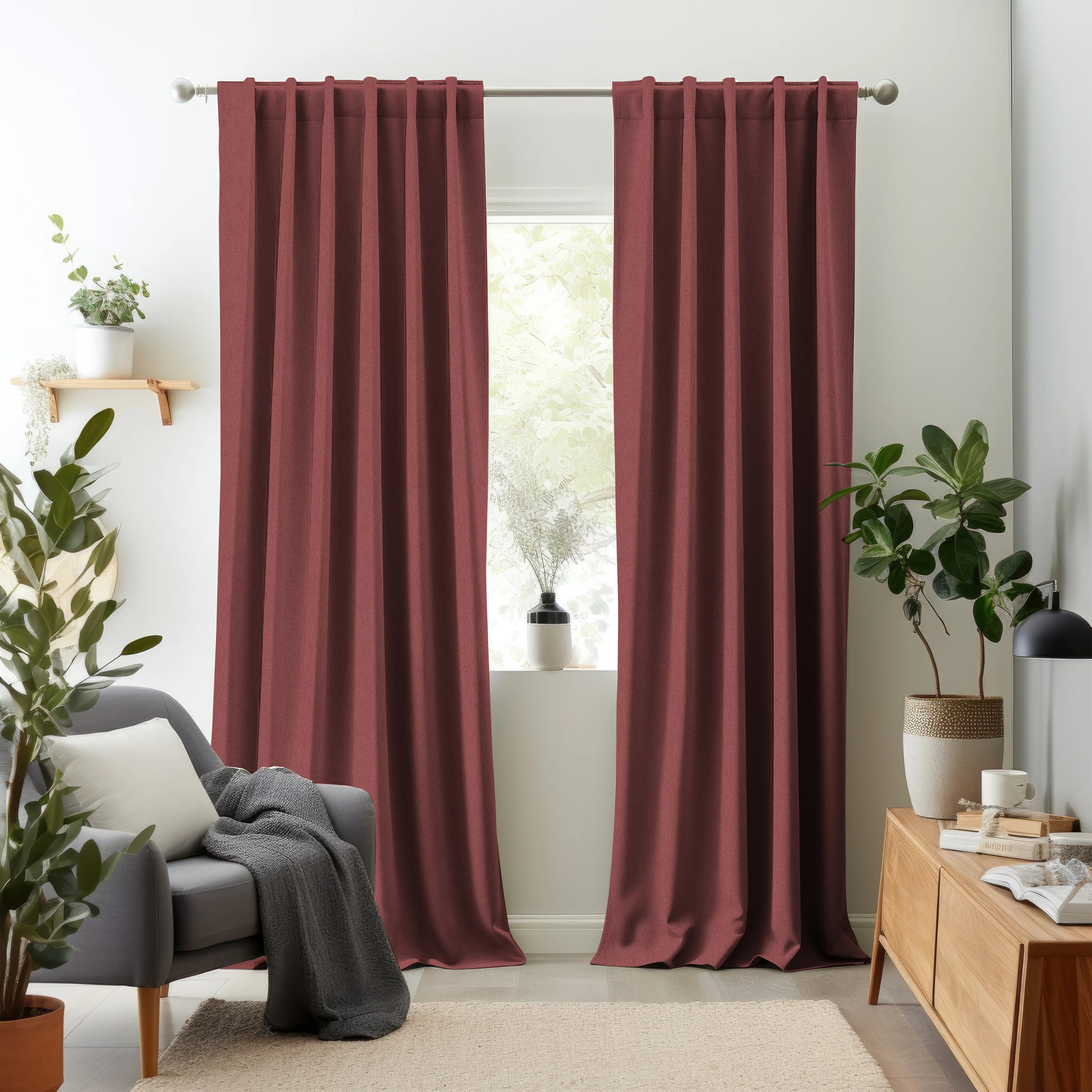 Hallmark Drapes Edition 3 - Melange Plain | Made to Order Light Filtering Curtains Melange Plain-Rosewood