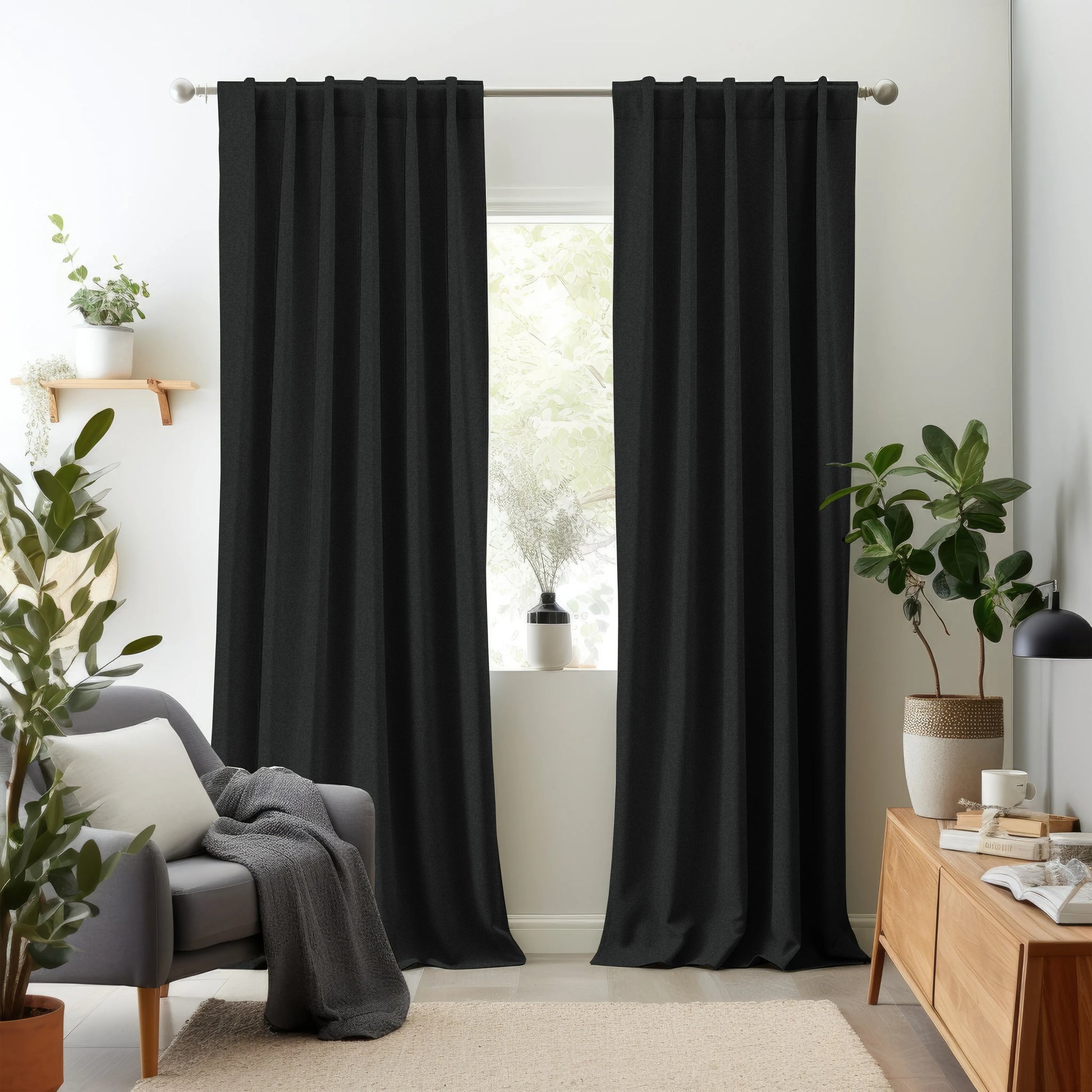 Hallmark Drapes Edition 3 - Melange Plain | Made to Order Light Filtering Curtains Melange Plain-Charcoal Grey