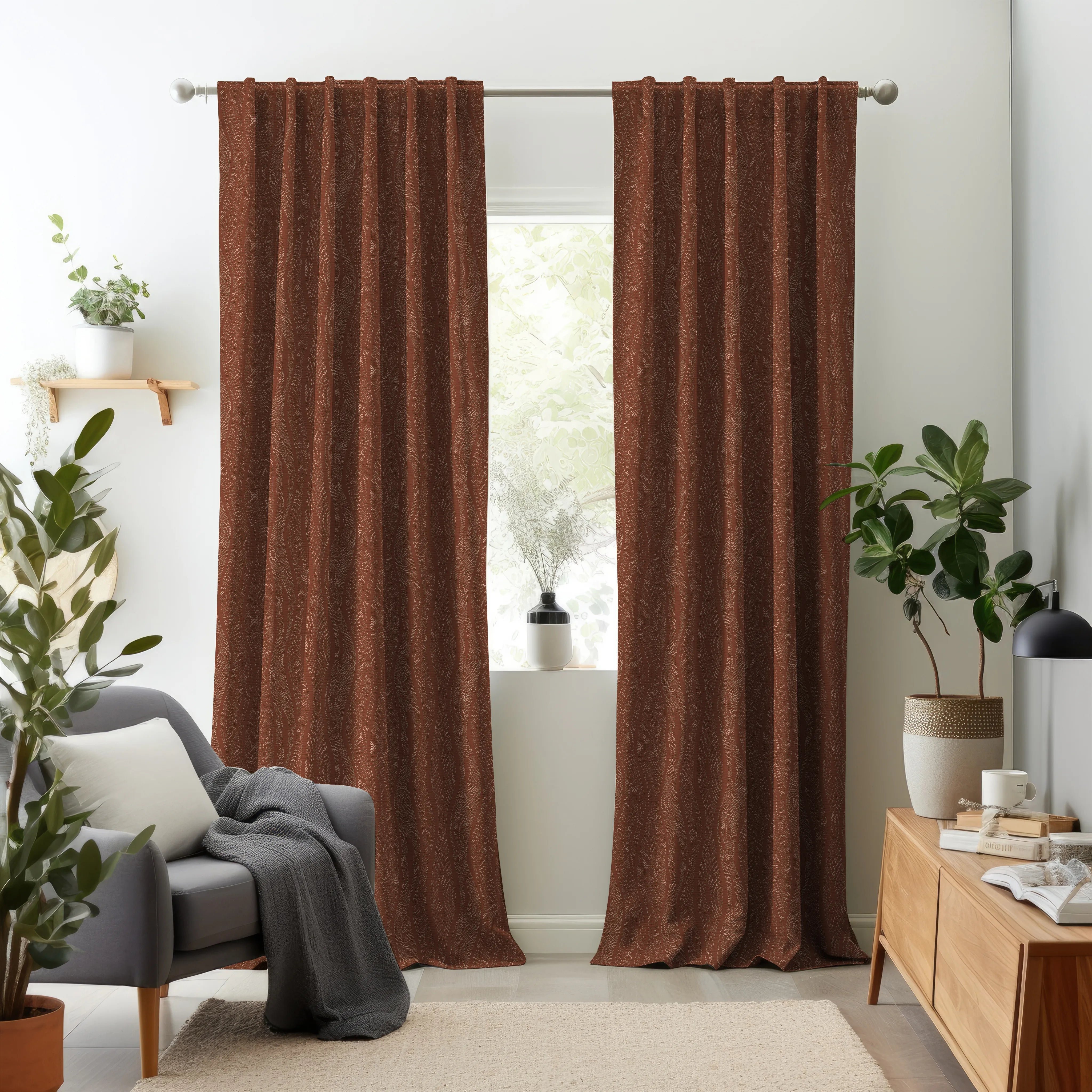 Earthen Tales Edition 1 - Twinge | Made to Order Light Filtering Curtains Twinge-Rust