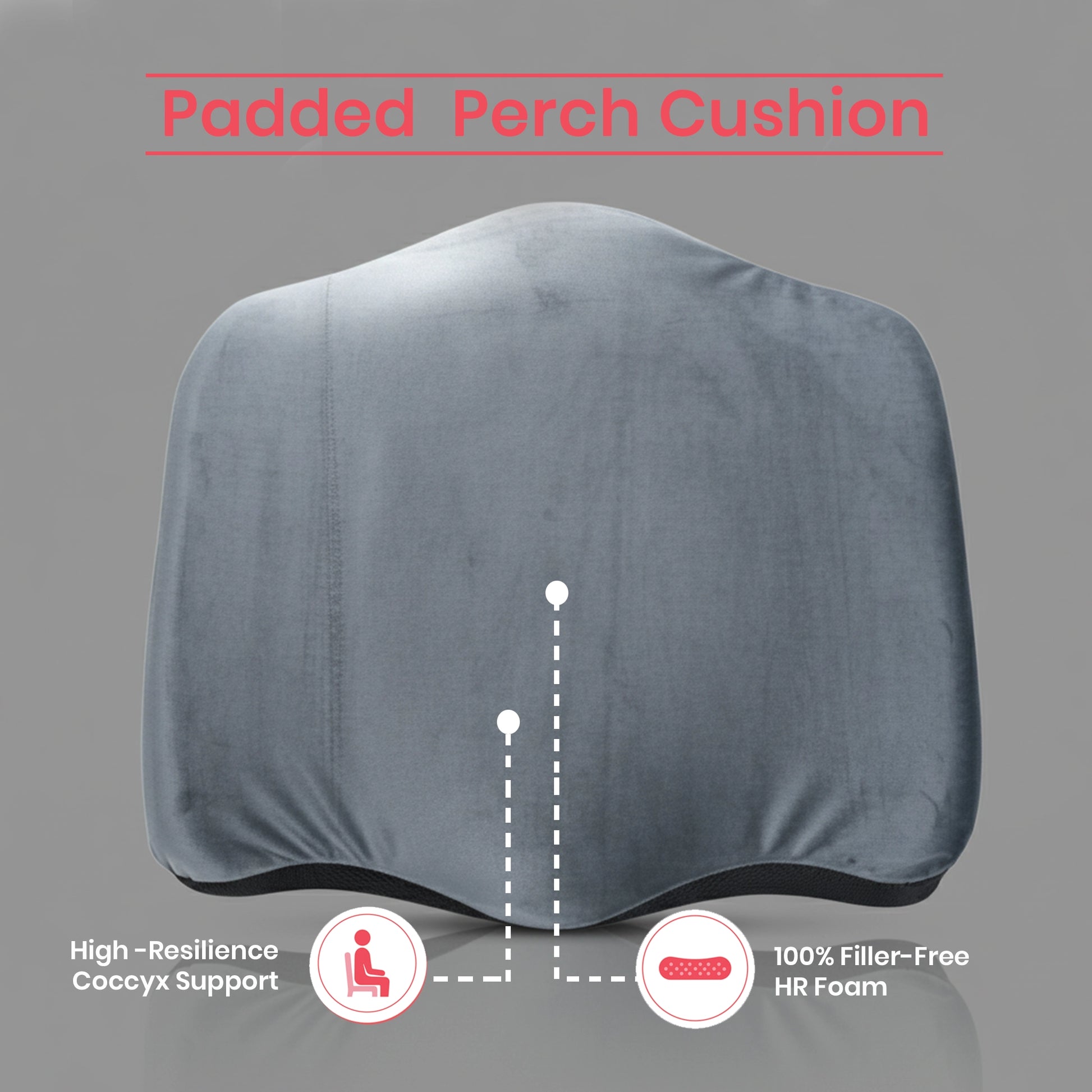 Padded Perch | Coccyx Relief & Tailbone Support Cushion Grey