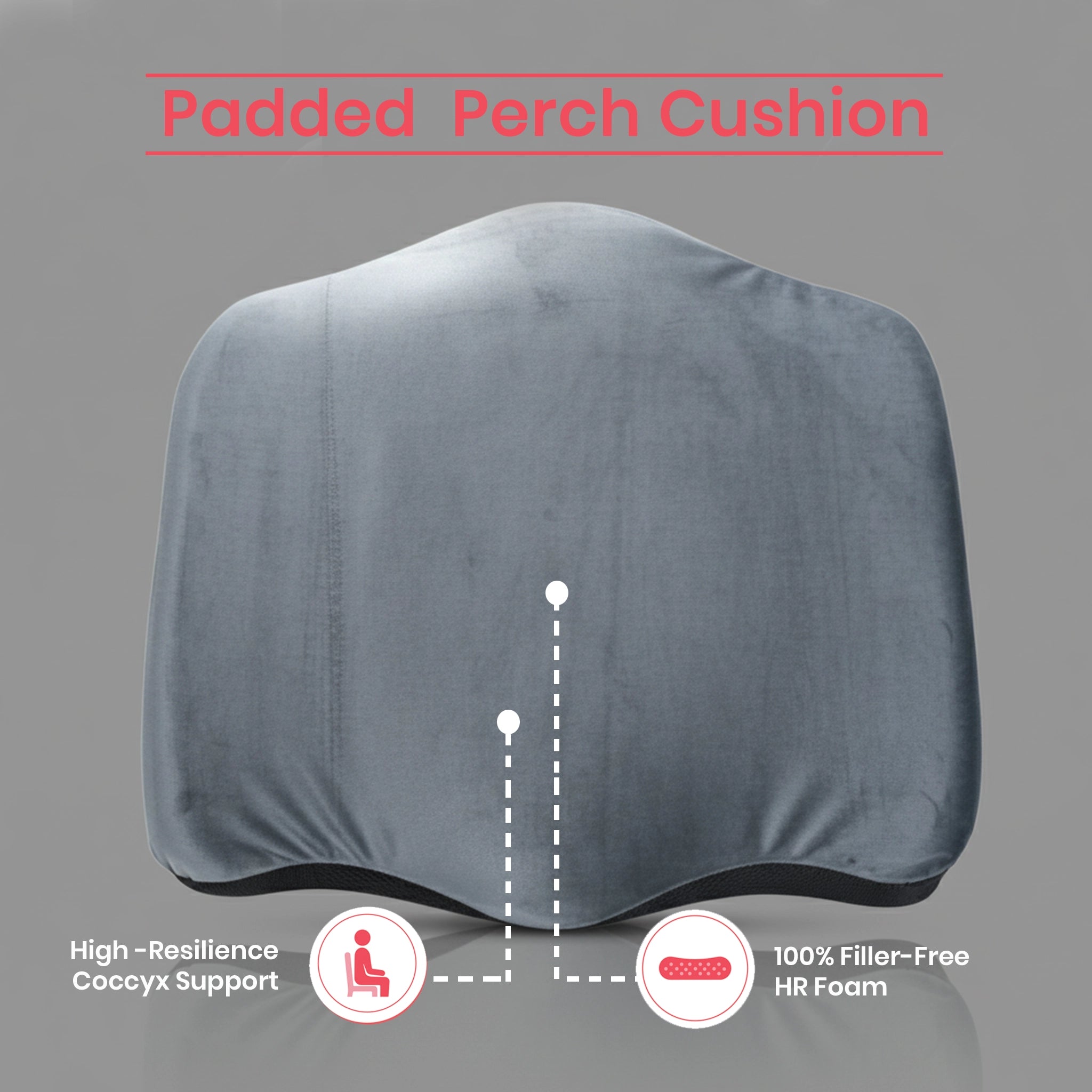 Padded Perch | Coccyx Relief & Tailbone Support Cushion Grey