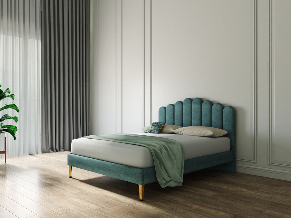 Hayden Home Premium Curved Paris  Luxeline Upholstered Bed