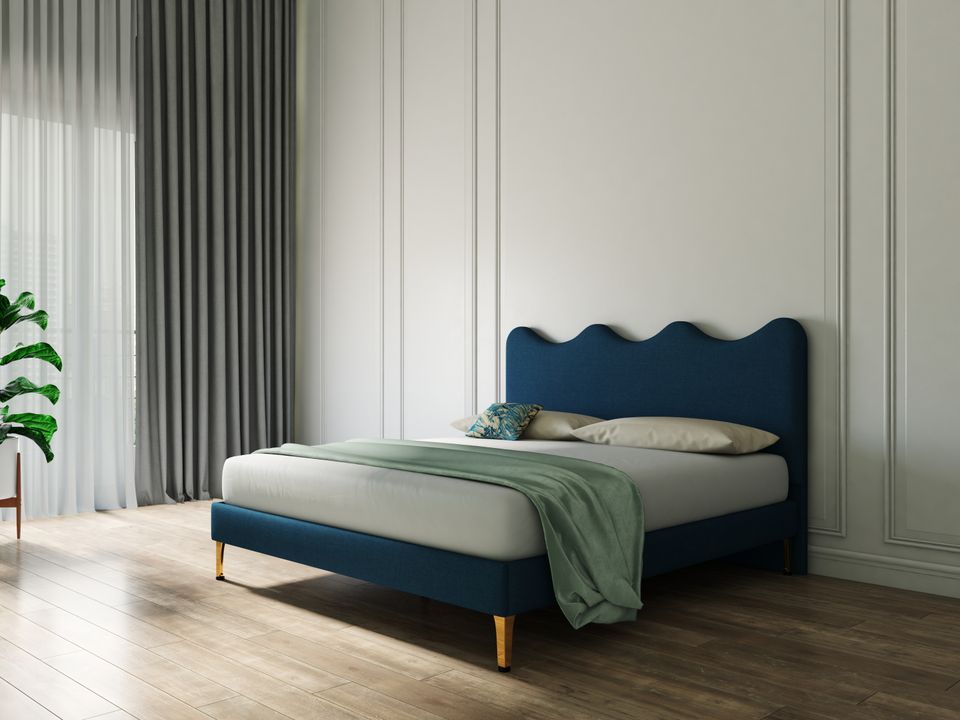 Hayden Home Premium Curved Lisbon  Luxeline Upholstered Bed