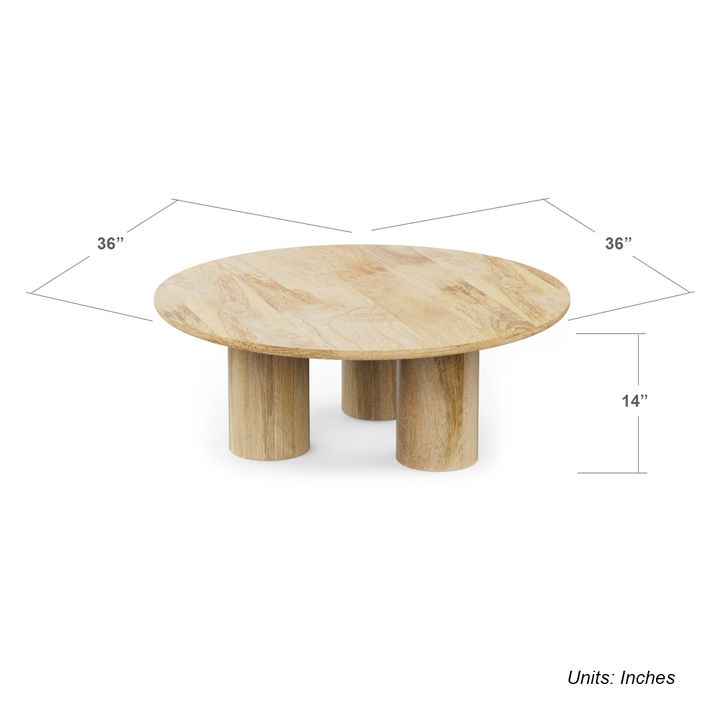 Gaia Round Coffee Table - Mango Natural (15In Height)