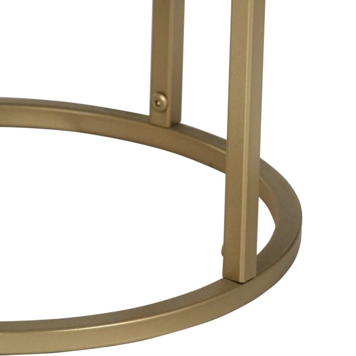 Windhaven Round Wooden Side Table in Gold Finish
